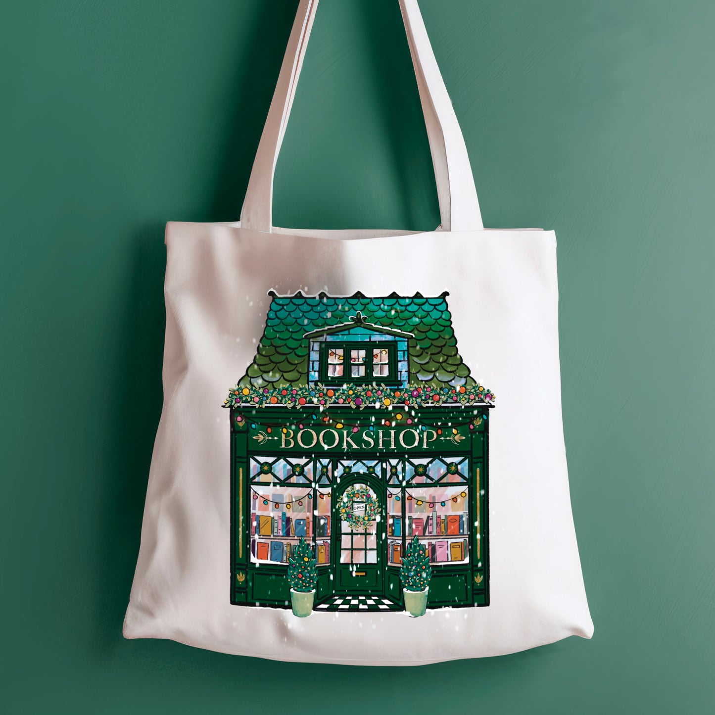 Bookish Christmas Tote Bag