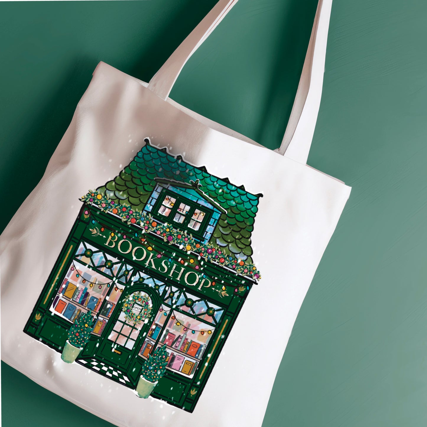 Bookish Christmas Tote Bag