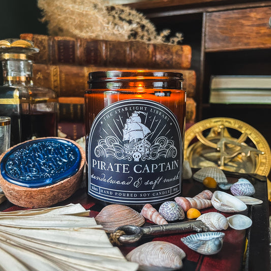 Pirate Captain Candle. Sandalwood & soft musk.